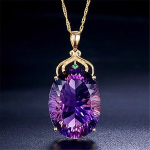 천연 자수정 원석 펜던트 오팔 gemstone charm18k gold plated