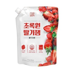 초록원 딸기잼 파우치형, 1kg, 3개