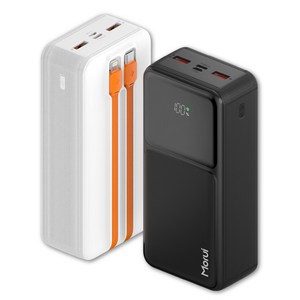 모루이 S8-PL 30000mAh 케이블 일체형 대용량 보조배터리, 블랙