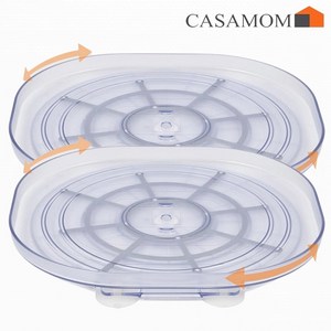 [TV홈쇼핑] 까사맘 냉장고 턴테이블 (2개) 수납 정리대 회전 트레이, 2개, 2개, 400mm x 360mm x 36mm