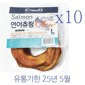 강아지 네츄럴 EX 연어츄링 육포 L, 35g, 10개, 연어