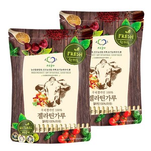 푸른들판 우피 젤라틴 분말 가루 100% 무설탕 파우더 식용 무향 젤리 푸딩 만들기 재료, 2개, 500g