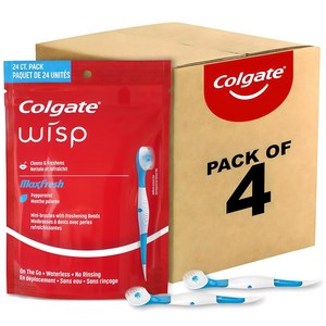 콜게이트 위스프 프레쉬 미니 칫솔 치약 치실 24개입 x 4팩 Colgate Max Fresh Wisp Mini Travel Toothbrushes, 4세트