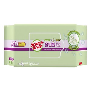 스카치브라이트 3M 올인원 베이직 더블액션 물걸레 청소포 플러스 표준형 25매, 1개