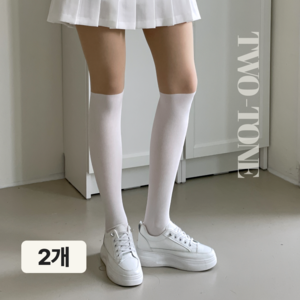 [국내생산/체형보정] 볼라비 투톤 골프스타킹 골프 니삭스 여성 고탄력 팬티 스타킹, 2개, 화이트(니삭스)