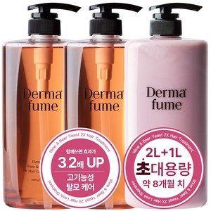 더마퓸 와인&맥주효모 2X 탈모샴푸 1L 2개+탈모 트리트먼트1L 1개 세트