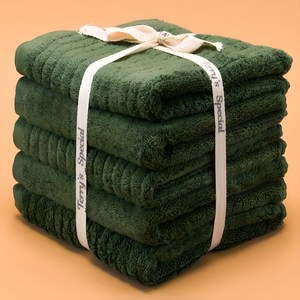 테리파머 목화 자카드 호텔수건 200g 코마사, 포레스트그린, 5개