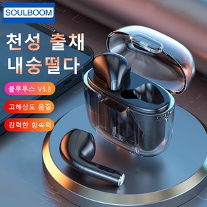 SOULBOOM 커널형 무선 블루투스 이어폰 방수 ENC 노이즈캔슬링 블루투스이어폰, 블랙