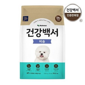 건강백서 비숑 10.2kg 가수분해 전연령 국산 300g씩 x 34개 낱개포장, 1개, 가수분해닭