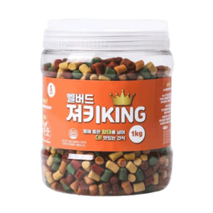 벨버드 져키킹 강아지 간식 S 1kg, 황태+연어+참치+오리+치즈혼합맛, 1개