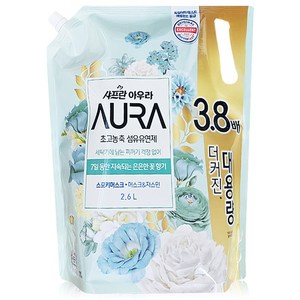 샤프란 AURA 초고농축 섬유유연제 스모키머스크 리필, 2.6L, 2개