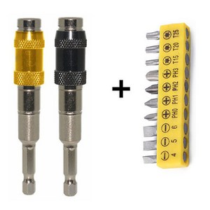 만능 육가비트연결대 자석 육각 드라이버 홀더 다각도 연결대 아답터 + 비트 10pcs, 블랙(홀더+비트10pcs), 1개