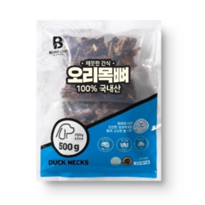 빈즈라이크 목뼈 강아지 간식, 오리, 500g, 1개