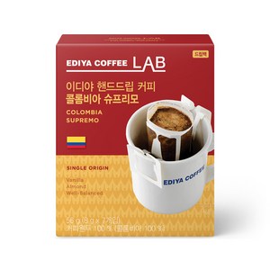 이디야커피연구소 핸드드립 콜롬비아 슈프리모 드립커피, 8g, 7개입, 2개