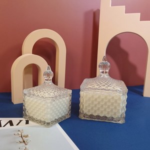 캔들용기 - 불꽃 사각 크리스탈 유리 (사이즈선택) diy 유리 소이캔들만들기 재료, 소 200ml 사각, 1개