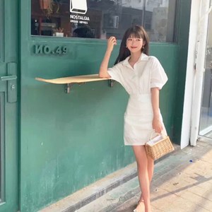 [레티고] 데일리 카라 셔츠 반팔 원피스