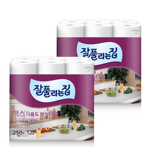 잘풀리는집 맥스 다용도 천연펄프 롤키친타올, 12개입, 24개