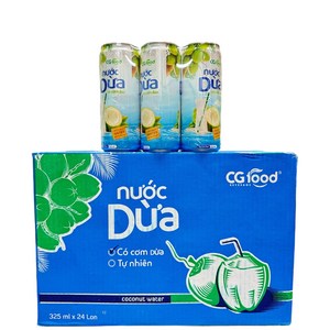 CG COCONUT WATER| 베트남 음료| CG 코코넛 워터| 코코넛 주스| 펄프 코코넛 워터, 325ml, 24개