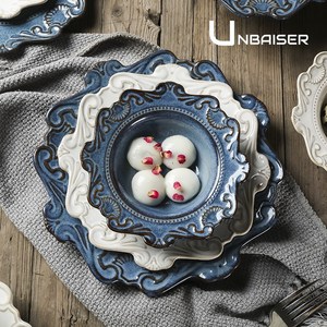 UNBAISER 빈티지 바로크 접시 엔틱 클래식 플레이트 양각 그릇 세트 3종 5종세트, 5종세트 [S+M+L+145ML+375ML], 1개