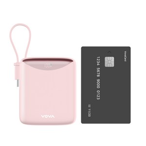 보바 고속충전 일체형 미니 보조배터리 10000mAh 22.5W VA-114, 핑크