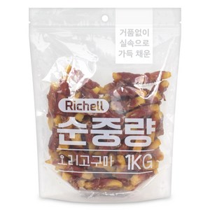 리첼 순중량 강아지 간식, 혼합맛(오리/고구마), 1kg, 1개