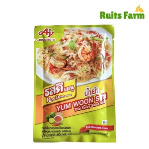 [루츠팜] 태국 로띠 얌운센 파우더 40g yum woon sen rosdee 아지노모토 타이 스파이시 샐러드 믹스, 1개