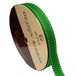 포장지세상 스티치리본 25mm x 13미터 행사 운동회 주자 스티치 골직 골직리본, 13m, 초록