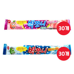 빅쪼니 새콤달콤 소다맛 15g 30개 + 복숭아맛 15g 30개 (총60개), 60개