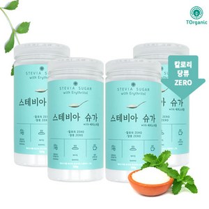 [쓴맛잡은] 효소처리 스테비아 설탕대체당 에리스리톨 4통, 500g, 4개