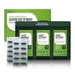 은행잎추출물 120mg / JW 중외제약 프리미엄 징코앤메모리 90캡슐(3개월분) 기억력 개선 / 혈행개선 / 아연 비타민E 함유, 90정, 1개