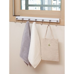 웰렉스 창틀옷고리 (가로 30CM ~ 100CM + 옷고리), CU506(레일 50CM + 옷고리 6개), 1개