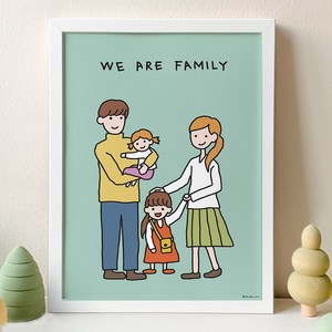 뚜뚜아트 가족 포스터 신혼집 아기방 아이방 액자 구성, 화이트 액자, 08. We ae family4