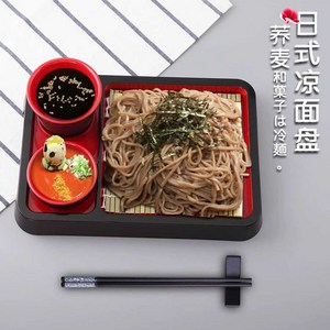 일본 일식 소바 세트 소바 쟁반 대나무 소바 매트세트 식기 소바 우동 접시, 1. 사각세트(접시/대나무 매트/컵과 접시), 1개