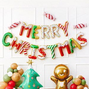 크리스마스풍선 가랜드 세트 MERRY CHRISTMAS 진저브레드