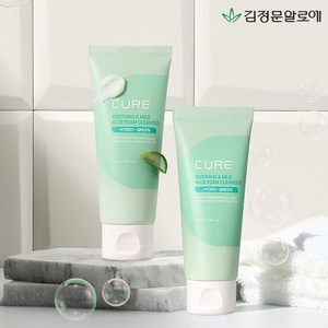 [김정문알로에] 큐어 수딩 앤 마일드 알로에 폼 클렌저 100ml 2개