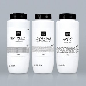 베이킹소다+과탄산소다+구연산 450G x 3개(용기), 1세트