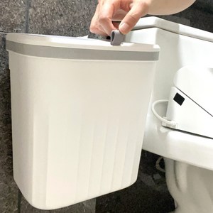 바르고운 벽걸이 슬라이딩 화장실 밀폐휴지통 12L, 화이트