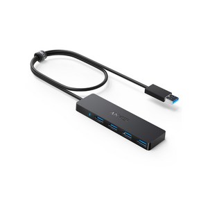 Anker 4in1 USB 3.0 초슬림 허브 60cm 연장 케이블 포함(충전 미지원), Black, A7516016, 1개