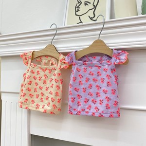 [국내생산]데댕 깜찍 크롭티 강아지 옷 나시 티셔츠(2colo/XS-2xl), 아이보리, 1개