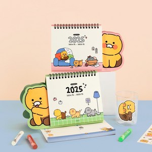 춘식이 오디너리 2025 형태 탁상 캘린더, 그린, 1개