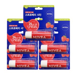 니베아 립케어 립밤 4.8g, 스트로베리, 5.5ml, 5개