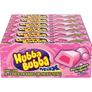 후바부바 맥스 버블 풍선껌 Hubba Bubba Max Bubble Gum 5개 18팩, 18개