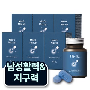 히이즈 맨즈 맥스업 남성 스태미너 & 혈류확장 블랙마카 정력, 6개, 60정