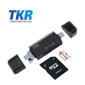 OTG 3IN1 멀티 카드리더기 메탈 (아이폰 갤럭시 컴퓨터 호환), TKR RD-T03, 블랙, 1개