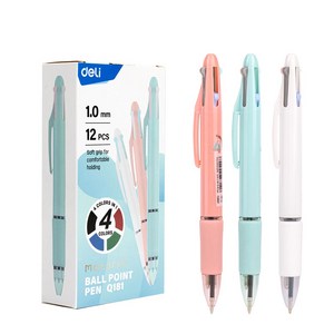 델리 마카롱 파스텔바디 4색 멀티 볼펜 1mm EQ181 12p, 색상혼합, 1개