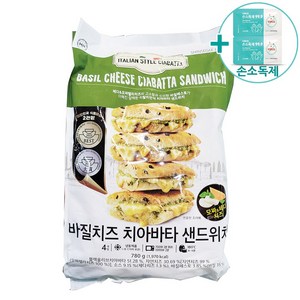 트레이더스 M&H 바질치즈 치아바타 780G (4입) [아이스박스] + 더메이런알콜티슈, 1개