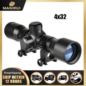 스코프 도트사이트 Magoui 4x32 aisoft 광학 소총 범위 시력 11mm20mm 망원경 소총 aisoft 사냥 야외 총 망원경 광학 범위 22, 121-20mm, 1개