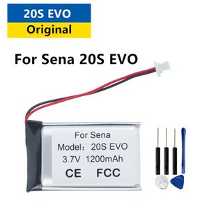 배터리 Sena 20S EVO 20SEVO 헬멧용 블루투스 헤드셋 배터리 도구 1200mAh, 1개