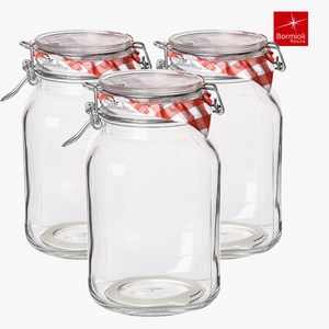 보르미올리 피도 유리 밀폐용기 화이트, 2L, 3개