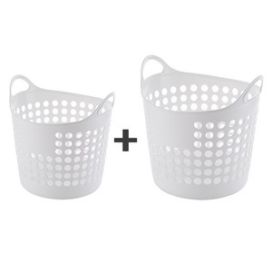 리빙스토리 국산 1+1(중+대) 실리콘 세탁바구니 빨래바구니 빨래통, 03_빨래바구니(중+대)_화이트